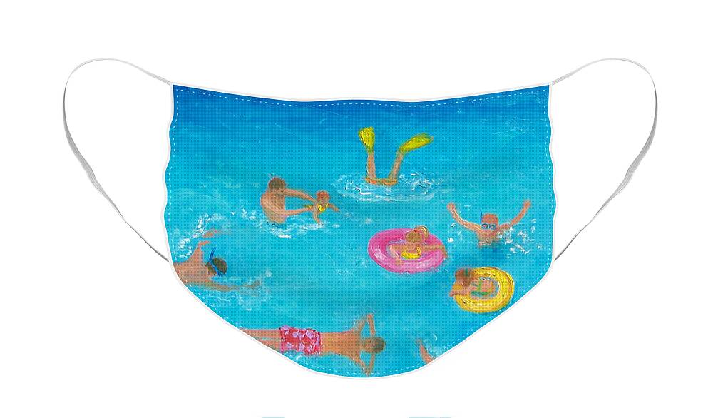 Swimming Face Mask featuring the painting The Swimmers by Jan Matson