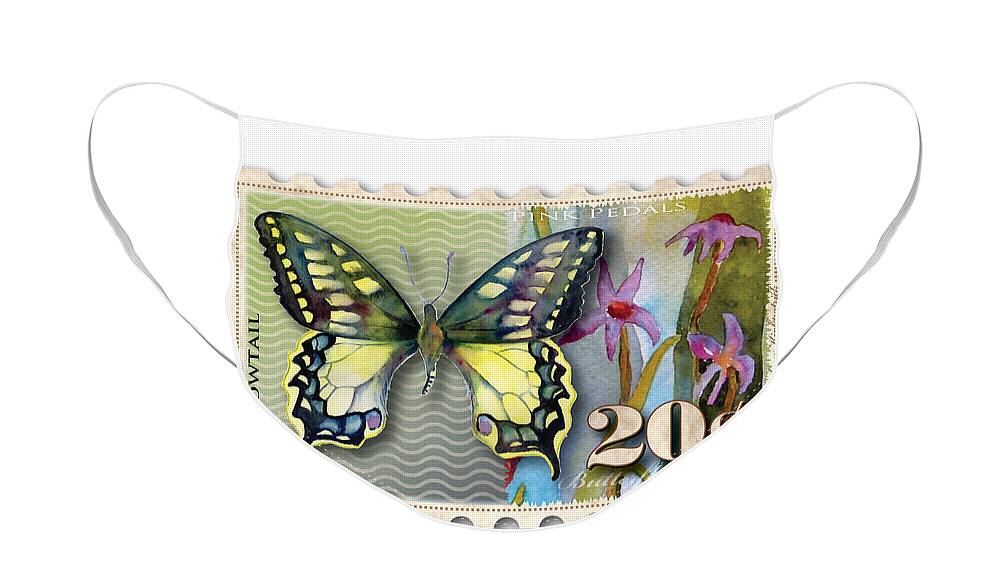 Butterfly Face Mask featuring the painting 20 Cent Butterfly Stamp by Amy Kirkpatrick