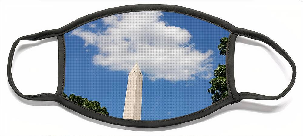 Washington Face Mask featuring the photograph Obelisk Rises Into the Clouds by Kenny Glover