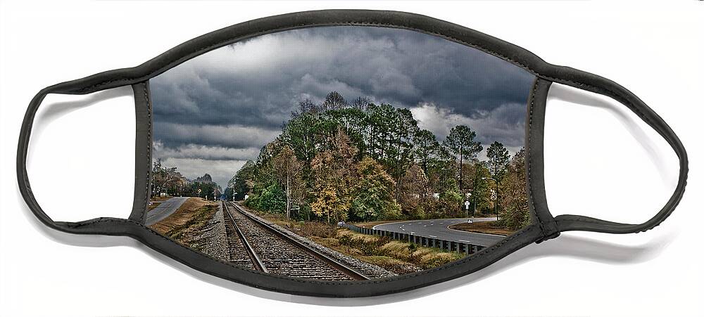 Train Tracks Face Mask featuring the photograph 3ways There by Chauncy Holmes
