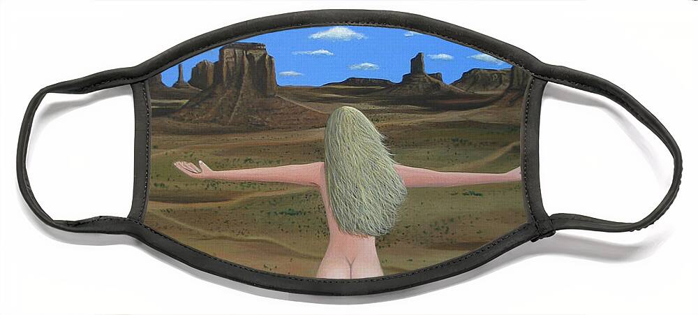Mountains Face Mask featuring the painting Freedom by Lance Headlee