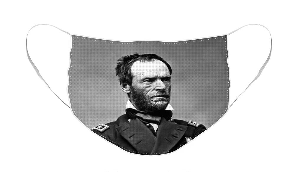 General Sherman Face Mask featuring the photograph General William Tecumseh Sherman #4 by War Is Hell Store
