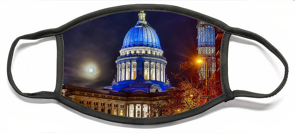 Blue Face Mask featuring the photograph Madison Capitol by Steven Ralser