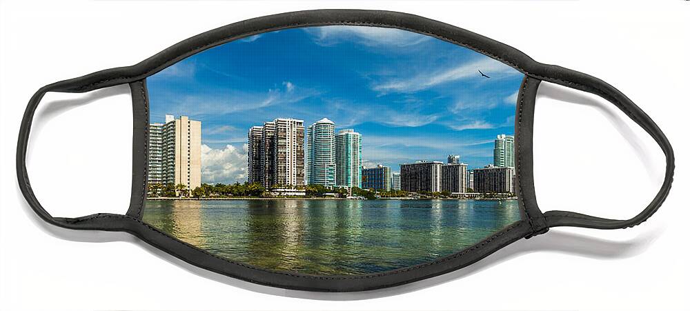 Architecture Face Mask featuring the photograph Miami Skyline #4 by Raul Rodriguez
