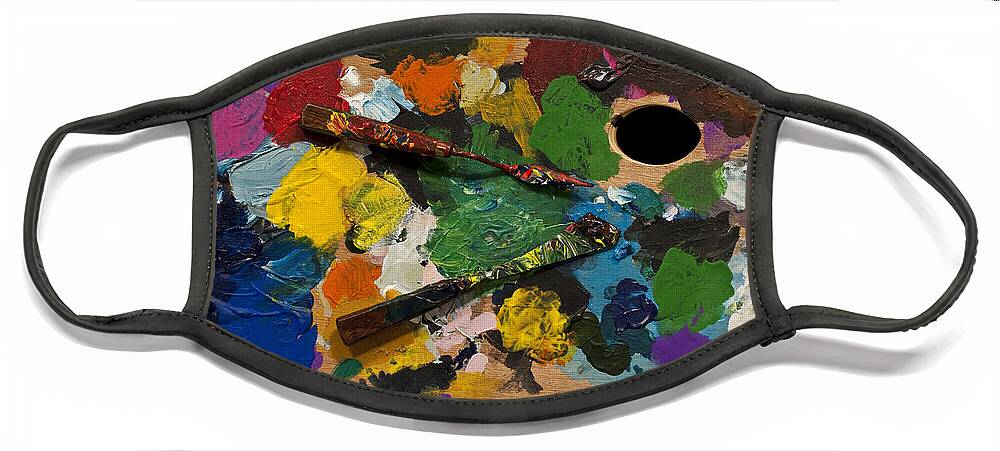 Acrylic Paint Face Mask featuring the photograph Artist Palette With Paint Knife #5 by Jim Corwin