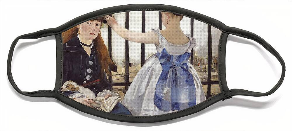 Edouard Manet Face Mask featuring the painting The Railway #5 by Edouard Manet