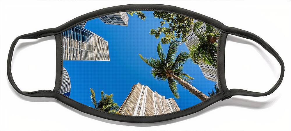 Architecture Face Mask featuring the photograph Downtown Miami Brickell Fisheye #6 by Raul Rodriguez