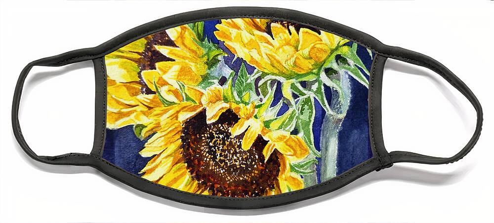 Sunflowers Face Mask featuring the painting Sunflowers by Irina Sztukowski