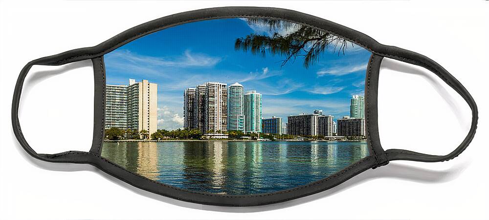 Architecture Face Mask featuring the photograph Miami Skyline #7 by Raul Rodriguez