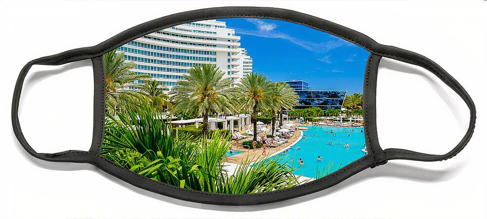 Architecture Face Mask featuring the photograph Fontainebleau Hotel by Raul Rodriguez