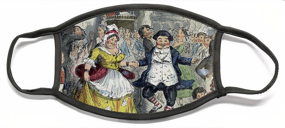 Literature Face Mask featuring the photograph A Christmas Carol, Mr. Fezziwigs Ball by British Library