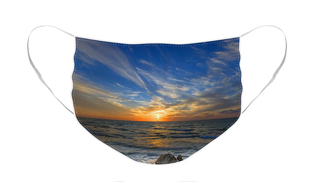 Israel Face Mask featuring the photograph A Majestic Sunset At The Port by Ron Shoshani