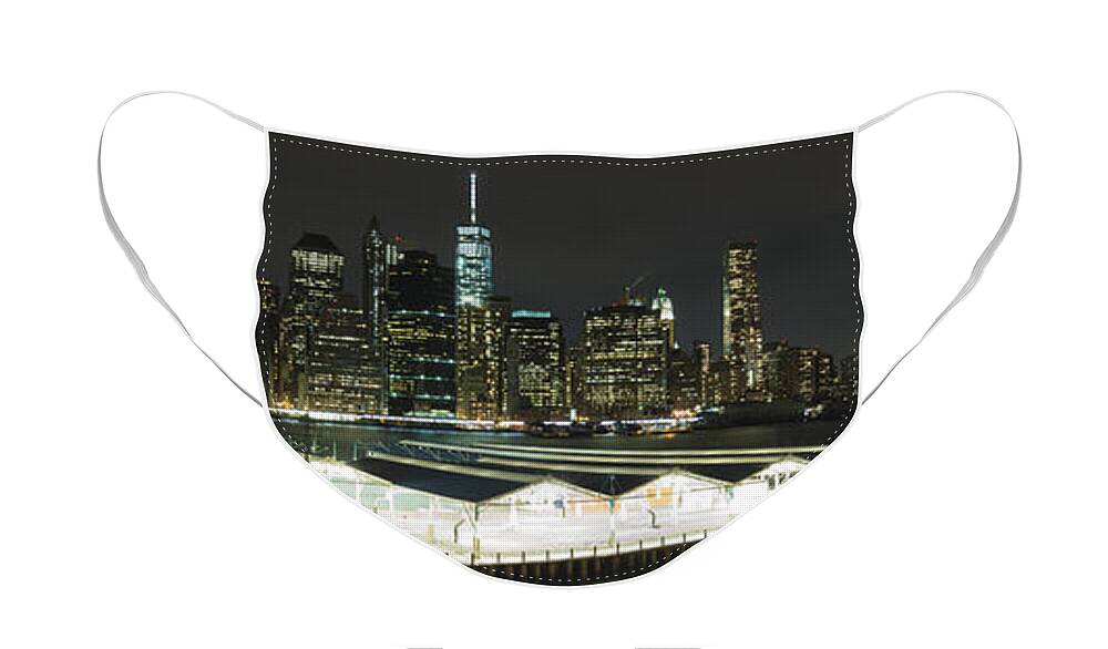 Landscape Face Mask featuring the photograph A New York City Night by Theodore Jones