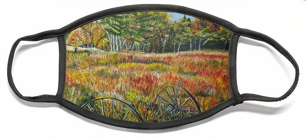 Hay Rake Face Mask featuring the painting A Prairie Treasure by Marilyn McNish
