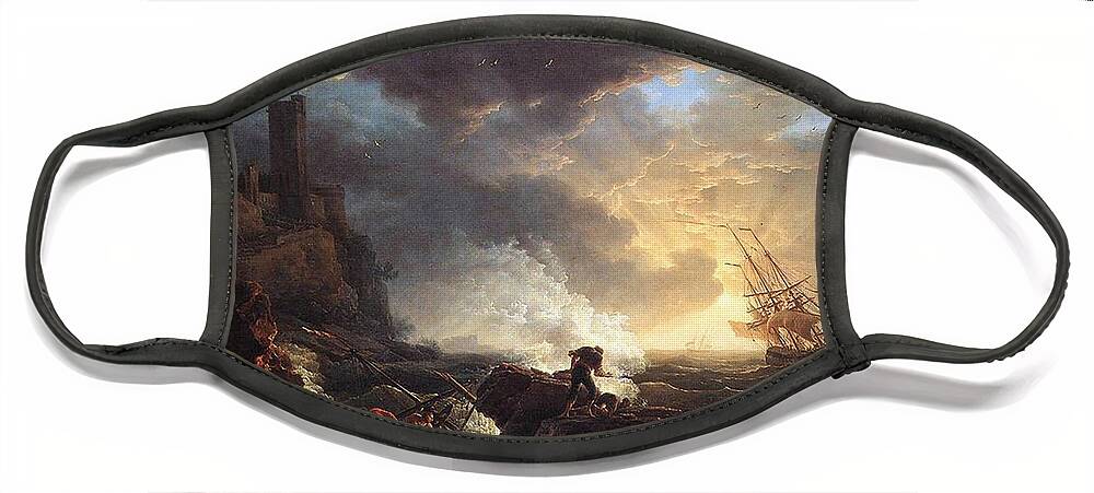 Shipwreck Face Mask featuring the painting A Shipwreck by Claude Joseph Vernet