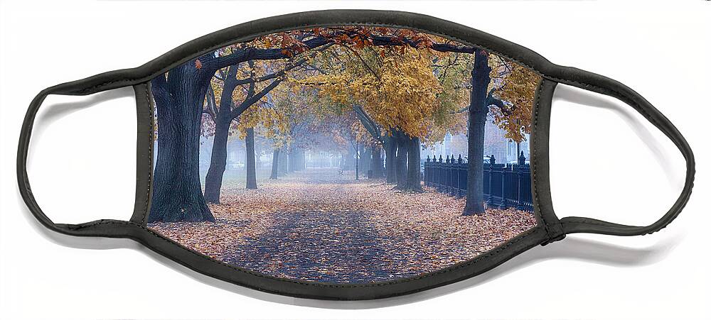 Salem Face Mask featuring the photograph A walk in Salem fog by Jeff Folger
