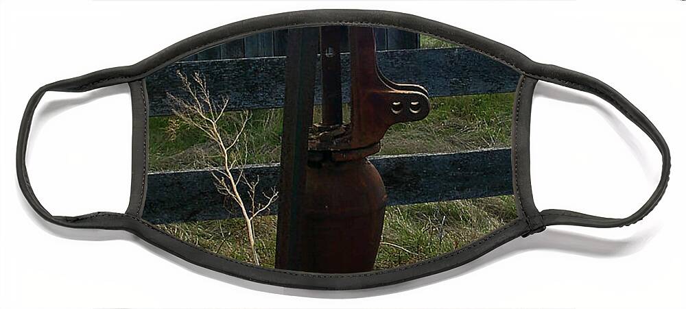 Wyoming Face Mask featuring the photograph Abandoned Homestead Series water pump by Cathy Anderson