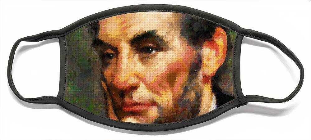 Abstract Face Mask featuring the painting Abraham Lincoln - Abstract Realism by Georgiana Romanovna