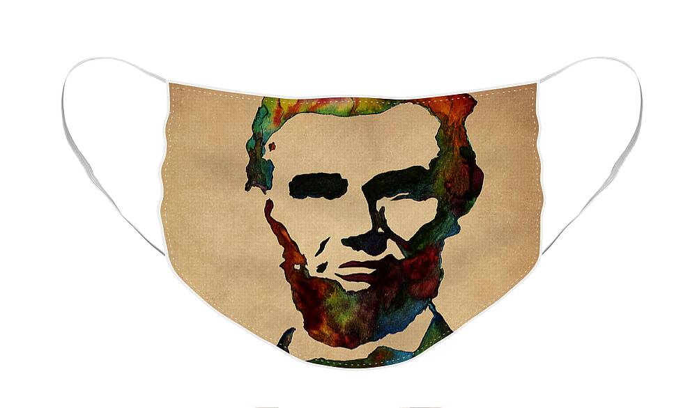 Abstraham Lincoln Face Mask featuring the painting Abraham Lincoln Wise Words by Georgeta Blanaru