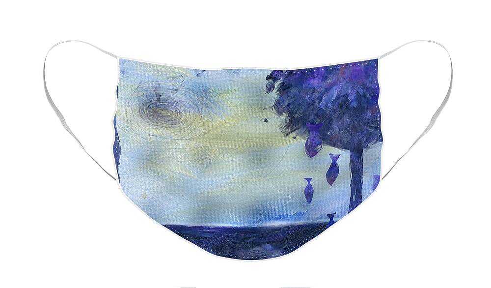 Abstract Face Mask featuring the painting Abstract Dreamlike Nature by Stella Levi