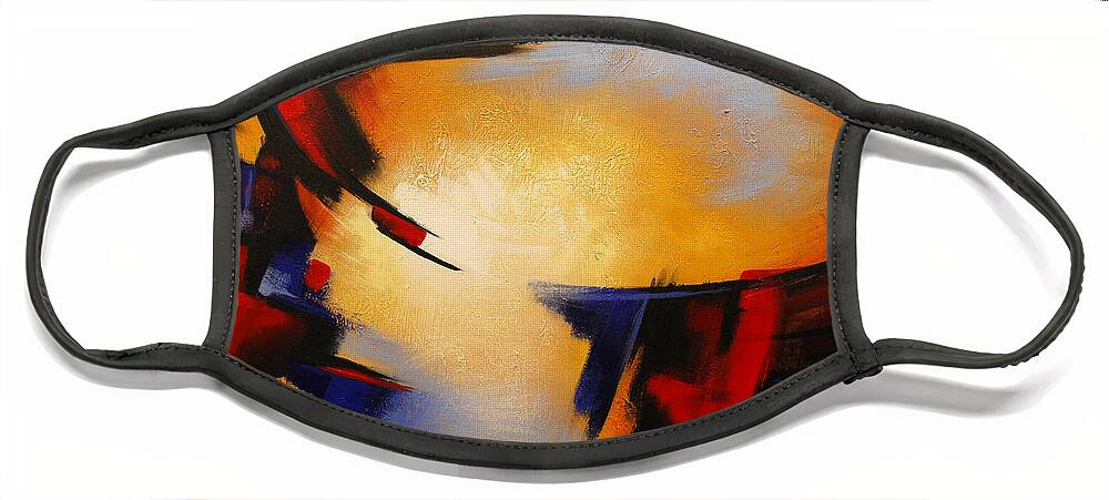 Abstract Face Mask featuring the painting Abstract Red Blue Yellow by Glenn Pollard