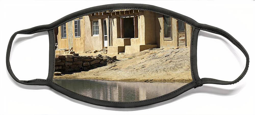 Acoma Pueblo Face Mask featuring the photograph Acoma Pueblo Adobe Homes 2 by Mike McGlothlen