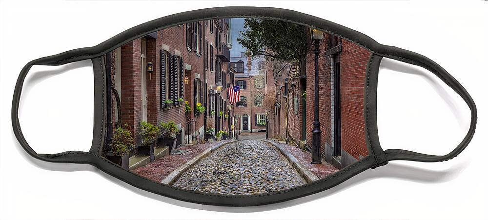 Acorn Street Face Mask featuring the photograph Acorn Street Boston by Susan Candelario