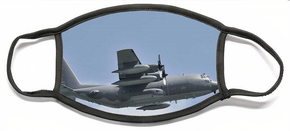 C-130 Face Mask featuring the photograph AFRC C-130 Hercules rescue aircraft by Bradford Martin