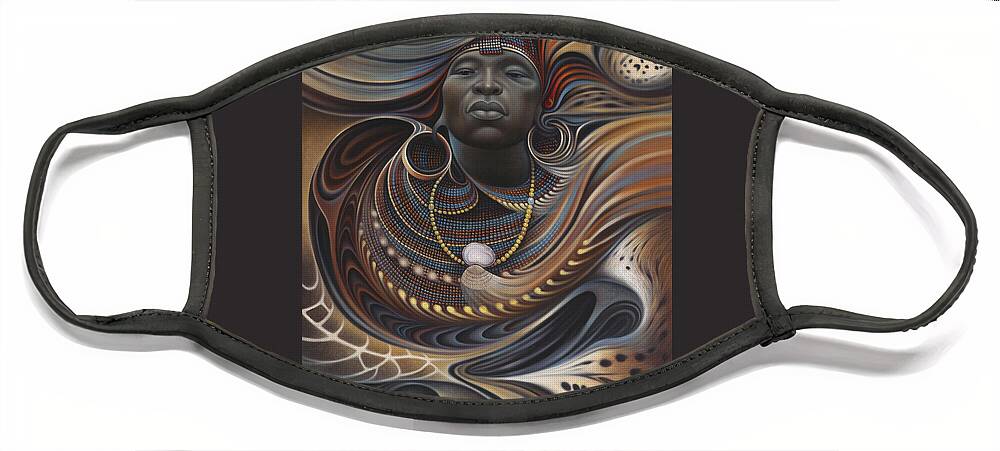 African Face Mask featuring the painting African Spirits I by Ricardo Chavez-Mendez