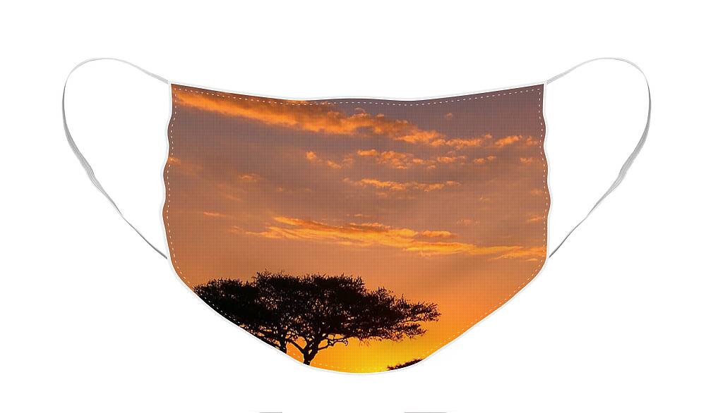 Africa Face Mask featuring the photograph African Sunset by Sebastian Musial