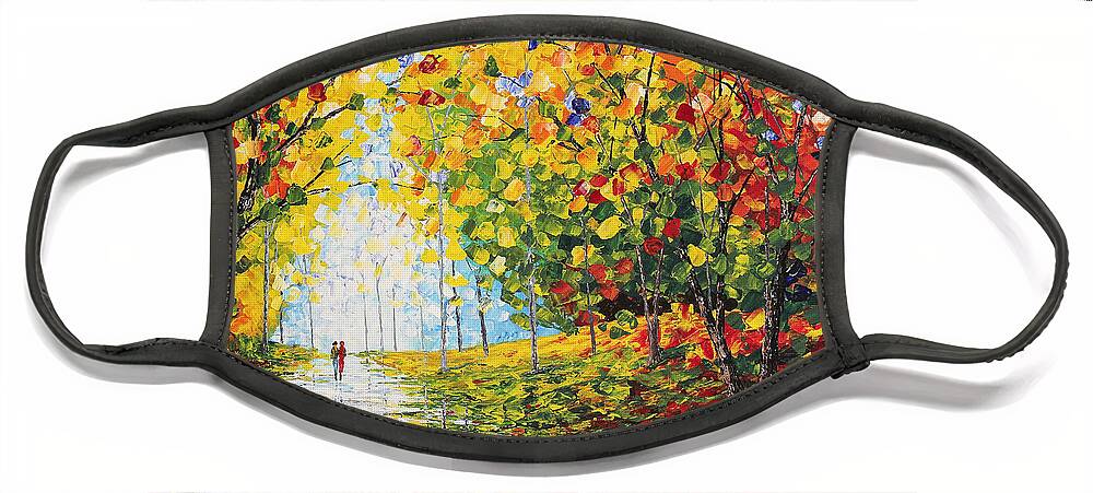 Rainy Autumn Evening in The Park acrylic palette knife painting Wood Print  by Georgeta Blanaru - Fine Art America
