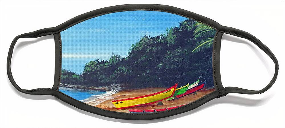 Crashboat Beach Face Mask featuring the painting Aguadilla Beautiful Beach by Luis F Rodriguez