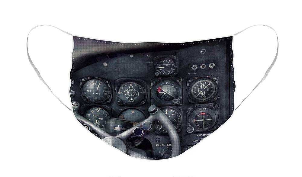 Suburbanscenes Face Mask featuring the photograph Air - The Cockpit by Mike Savad