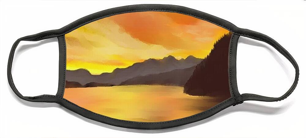 Alaska Face Mask featuring the painting Alaska Sunset by Terry Frederick