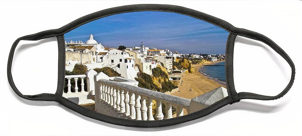 Europe Face Mask featuring the photograph Albufeira village by the sea by Heiko Koehrer-Wagner