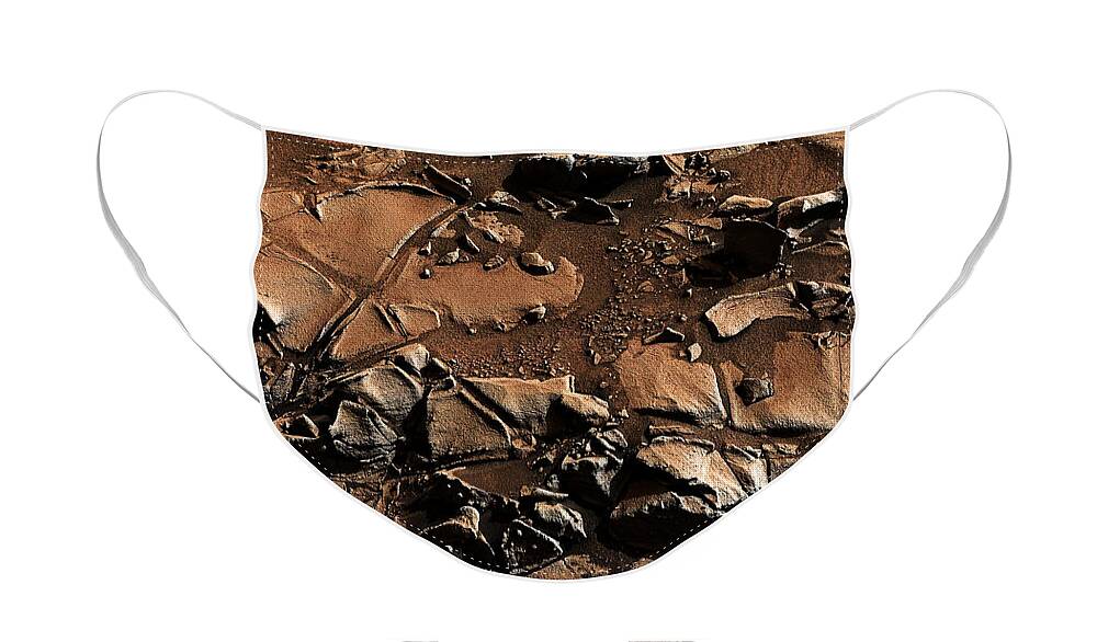 Curiosity Mars Rover Face Mask featuring the photograph Alexander Hills bedrock in Mars by Weston Westmoreland