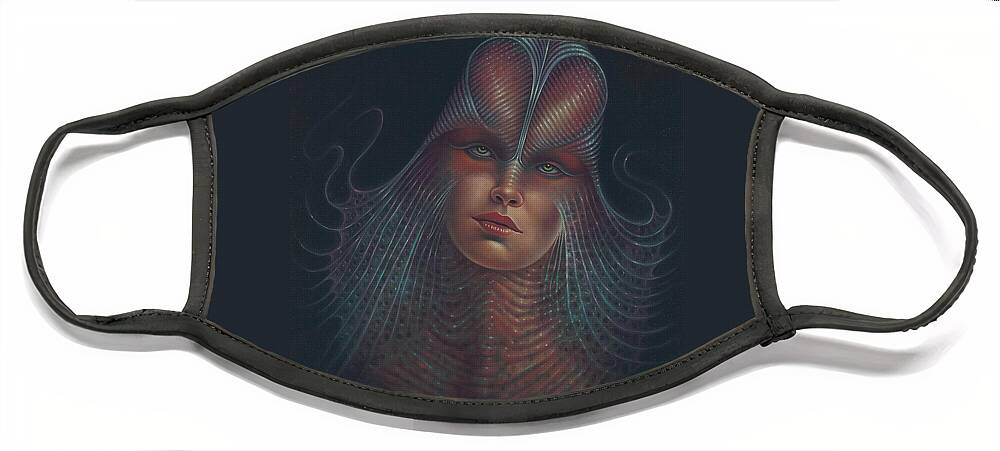 Sci-fi Face Mask featuring the painting Alien Portrait Il by Ricardo Chavez-Mendez
