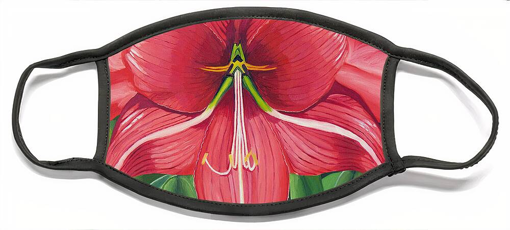 Amaryllis Face Mask featuring the painting Amaryllis by Annette M Stevenson