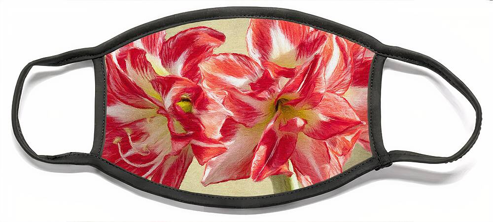 Amaryllis Face Mask featuring the painting Amaryllis Red by Jeffrey Kolker