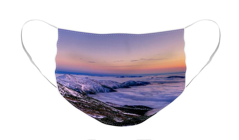 New Hampshire Face Mask featuring the photograph An Undercast Sunset Panorama by White Mountain Images
