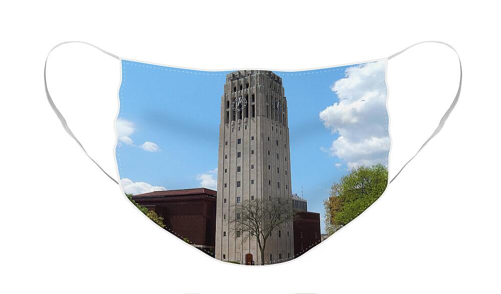 Ann Arbor Face Mask featuring the photograph Ann Arbor Michigan Clock Tower by Phil Perkins