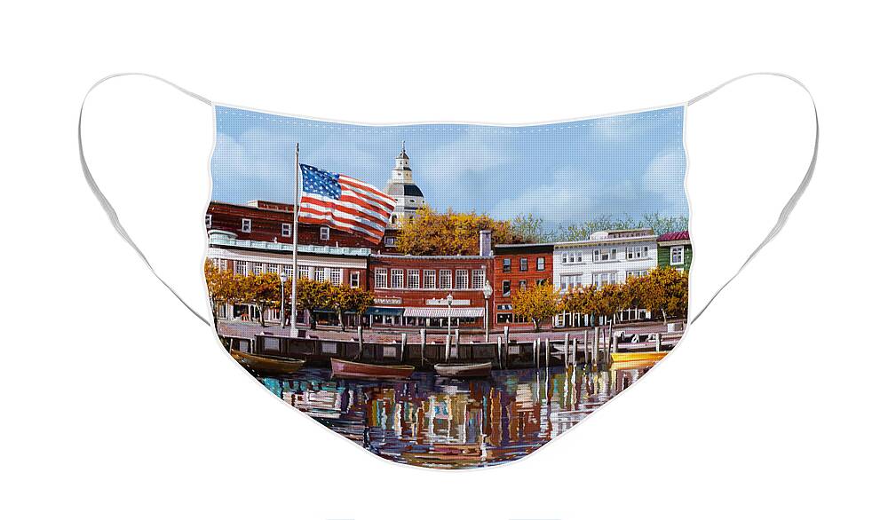 Annapolis Face Mask featuring the painting Annapolis MD by Guido Borelli