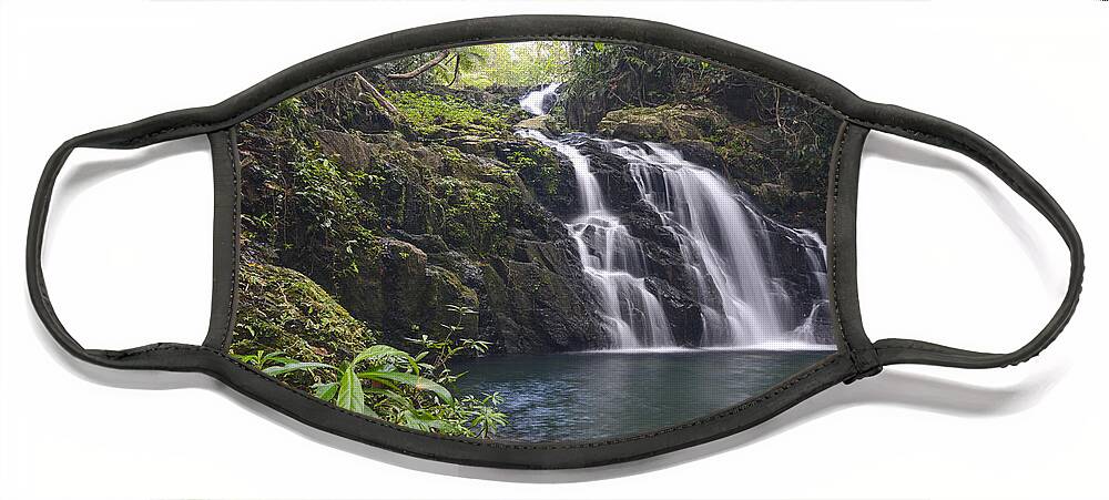 536564 Face Mask featuring the photograph Antelope Falls Mayflower Bocawina Belize by Scott Leslie