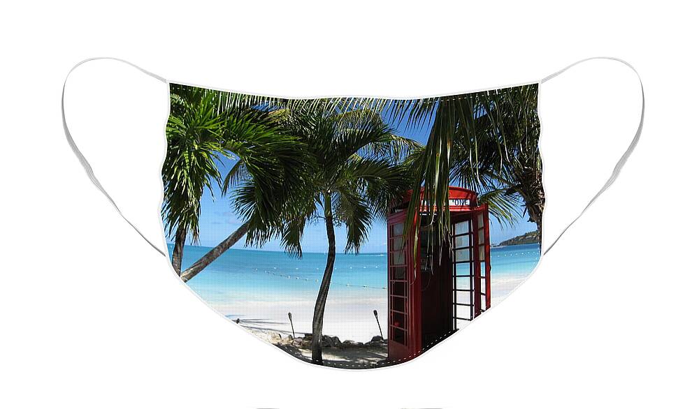 Antigua Face Mask featuring the photograph Antigua - Phone booth by HEVi FineArt