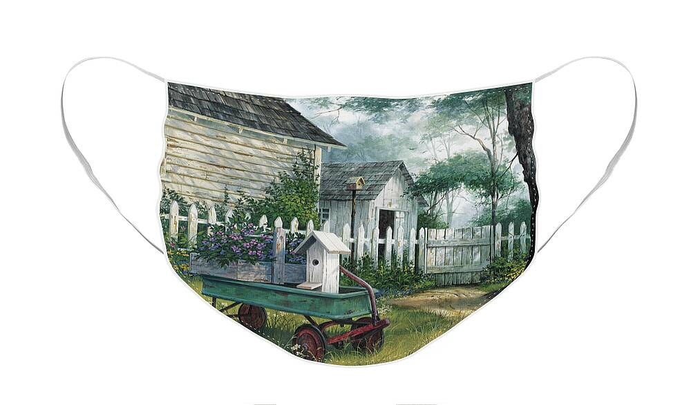 Antique Face Mask featuring the painting Antique Wagon by Michael Humphries