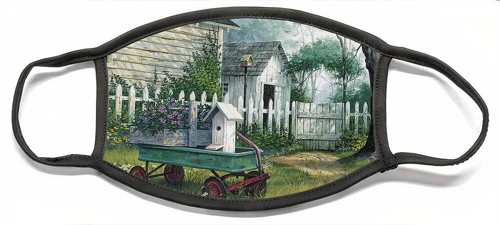 Antique Face Mask featuring the painting Antique Wagon by Michael Humphries