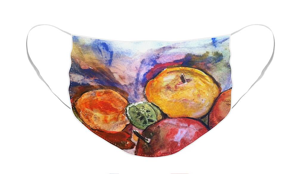 Owl Face Mask featuring the painting Appetite for Color by Sherry Harradence