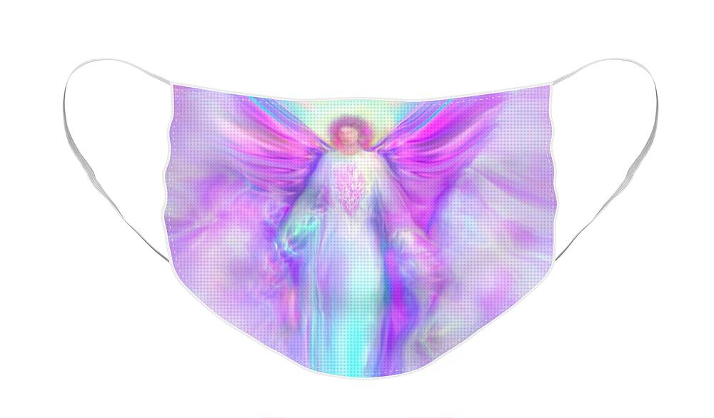 Archangel Raphael Face Mask featuring the painting Archangel Raphael by Glenyss Bourne