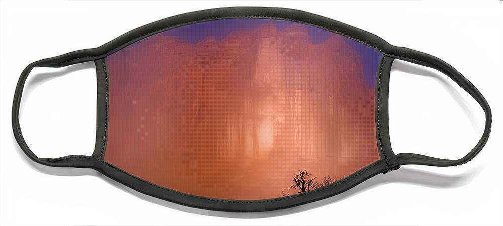 Arches National Park Face Mask featuring the photograph Arches Morning Fog by Darren White
