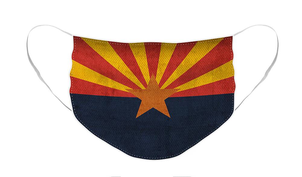 Arizona State Flag Art On Worn Canvas Face Mask featuring the mixed media Arizona State Flag Art on Worn Canvas by Design Turnpike